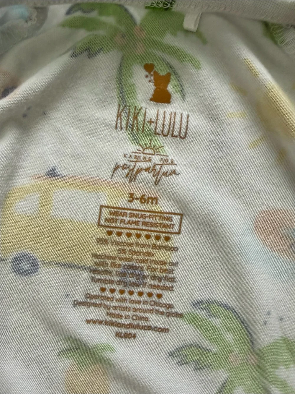 Kiki & Lulu Kids Bamboo White Tropical Print Footless One-Piece Size 3-6 months